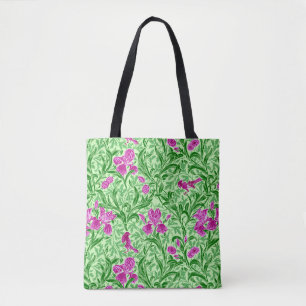 Tote Bag William Morris Irises, Green, Magenta et Orchid