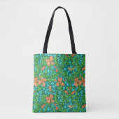 Tote Bag William Morris Irises, orange et turquoise (Devant)