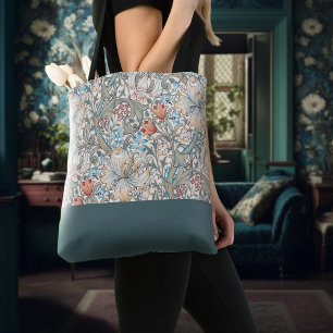 Tote Bag William Morris Lily Art Nouveau Floral Deux Tons