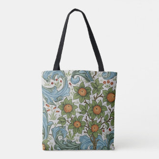 Tote Bag William Morris Vintage Floral Jaune Vert Bleu