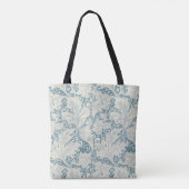 Tote Bag William Morris Wallflower bleu damas floral (Dos)
