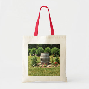 Tote Bag Wine Barrel Garden Decor, Château Morrisette, VA
