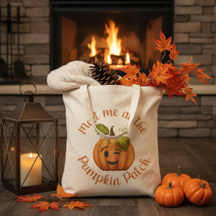 Tote Bag Winking Citrouille Me Retrouvez Au Patch Citrouill