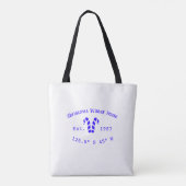 Tote Bag Winter Christmas house blue candy canes est. Year  (Dos)