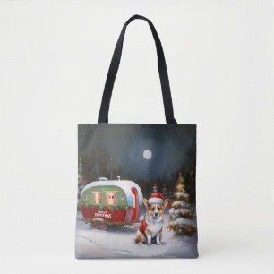 Tote Bag Winter Corgi Caravan Christmas Adventure