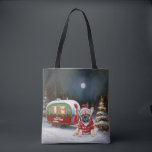 Tote Bag Winter French Bulldog Caravan Christmas Adventure<br><div class="desc">Laissez-vous tenter par la magie d'une nuit d'hiver enneigée alors qu'une caravane glisse gracieusement à travers le paysage illuminé par la lune. La beauté sereine de la neige scintillante et l'éclat enchanteur de la lune créent une scène captivante, promettant une aventure de Noël inoubliable remplie de chaleur, de joie et...</div>