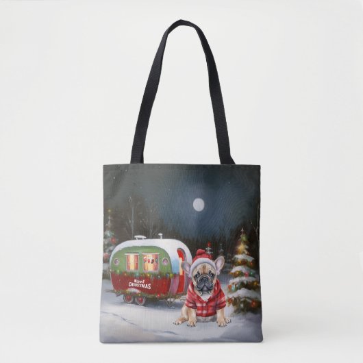 Tote Bag Winter French Bulldog Caravan Christmas Adventure (Devant)