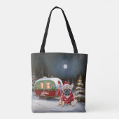 Tote Bag Winter French Bulldog Caravan Christmas Adventure (Dos)
