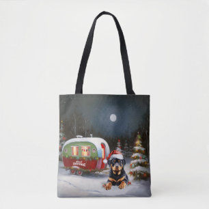 Tote Bag Winter Rottweiler Caravan Christmas Adventure