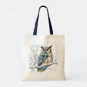 Tote Bag Winter Snowflakes Blue Owl Christmas Snow (Dos)