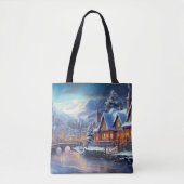 Tote Bag Winter Village Illustration (Devant)