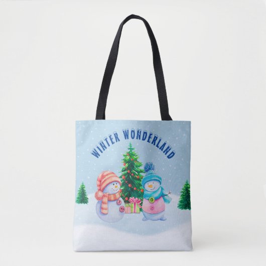 Tote Bag Winter Wonderland Snowman Couple Fourre-tout (Devant)