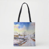Tote Bag Wintery Lane Watercolor (Devant)