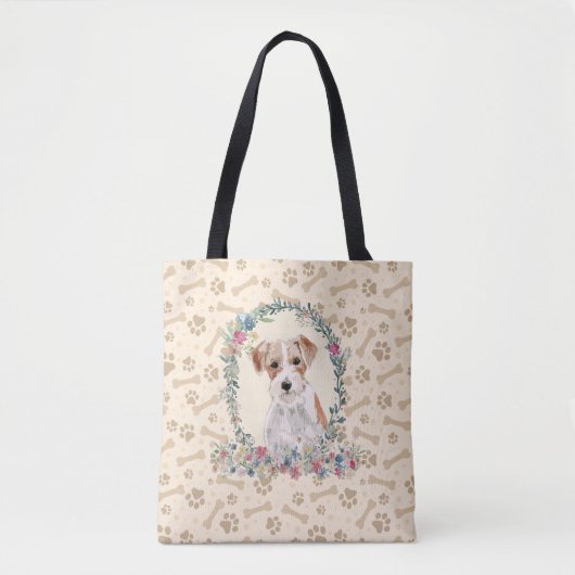 Tote Bag Wire Haired Jack Russell Chien Empreinte de patte (Devant)