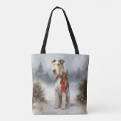 Tote Bag Wirefox Terrier Chien de Noël de neige (Dos)