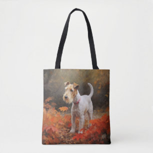 Tote Bag Wirefox Terrier dans les feuilles d'automne qui to