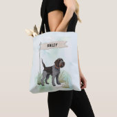 Tote Bag Wirehaired Pointing Griffon Watercolor Personalize (De près)