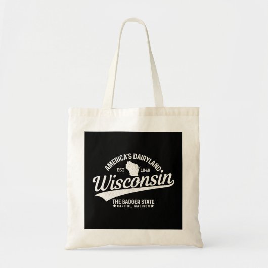Tote Bag Wisconsin The Badger State EST 1848 State Map Gift (Devant)