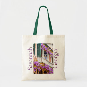 Tote Bag Wisteria sur une maison Vintage du sud à Savannah
