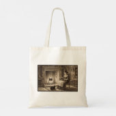 Tote Bag Witch Reading A Book with Black Cat Book Lover (Dos)