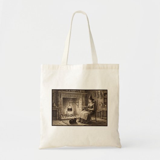 Tote Bag Witch Reading A Book with Black Cat Book Lover (Devant)