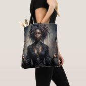 Tote Bag Witchy Black Woman Art gothique (De près)