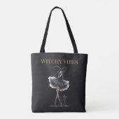Tote Bag Witchy Vibes Dark Edition – Gothic Witch & Cat (Dos)