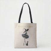 Tote Bag Witchy Vibes Light Edition – Gothic Witch & Cat (Devant)