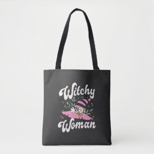 Tote Bag Witchy Woman Funny Pink Witch Halloween