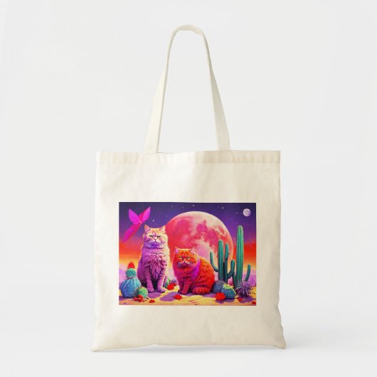Tote Bag with Cat Illustration (Voorkant)