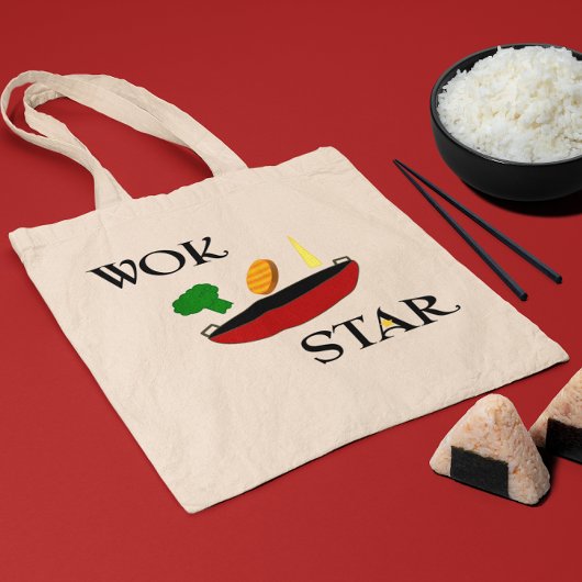Tote Bag Wok Star Veggie Chef Drôle