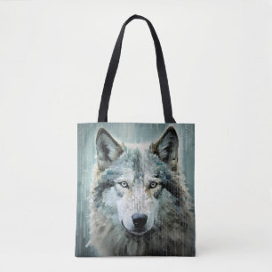 Tote Bag Wolf Animal Art Décor Peinture Mosaïque