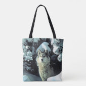 Tote Bag Wolf dans la neige (Dos)