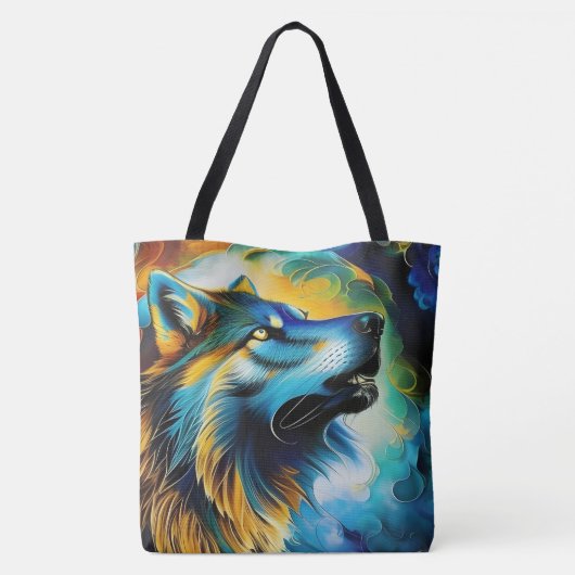 Tote Bag Wolf Howl coloré (Dos)
