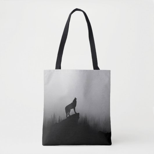 Tote Bag Wolf hurle sur la lune (Devant)