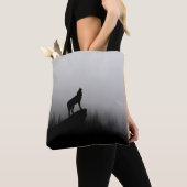 Tote Bag Wolf hurle sur la lune (De près)