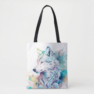 Tote Bag Wolf Portrait Animal Peinture Faune En Plein Air