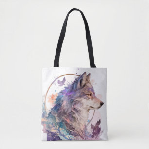 Tote Bag Wolf Portrait Animal Peinture Faune En Plein Air
