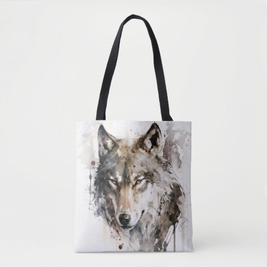 Tote Bag Wolf Portrait Animal Peinture Forêt faunique (Devant)