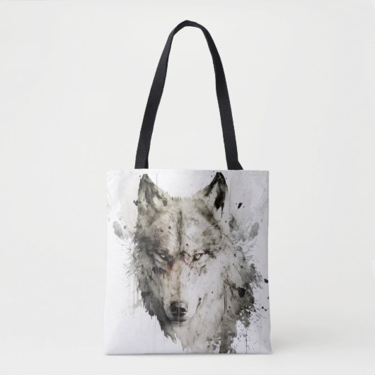 Tote Bag Wolf Portrait Animal Peinture Forêt faunique (Devant)