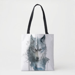 Tote Bag Wolf Portrait Animal Peinture Forêt faunique
