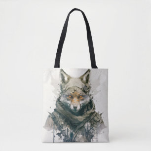 Tote Bag Wolf Portrait Animal Peinture Forêt faunique