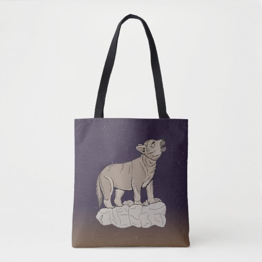 Tote Bag Wolf Pup Howling (Devant)
