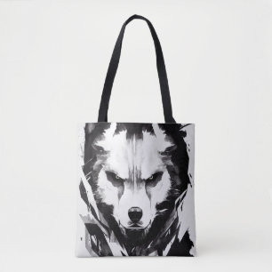 Tote Bag Wolf Wild Nature Free Spirit Art Brush Peinture