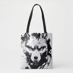 Tote Bag Wolf Wild Nature Free Spirit Art Brush Peinture