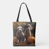 Tote Bag Wolfhound Chiot Automne Citrouille de plaisir (Dos)
