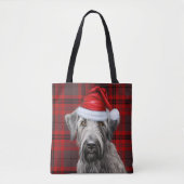 Tote Bag Wolfhound Christmas Dog Red Seasonal Plaid (Devant)