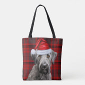 Tote Bag Wolfhound Christmas Dog Red Seasonal Plaid (Dos)