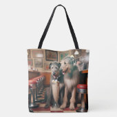Tote Bag Wolfhounds irlandais dans un dîner rétro (Dos)
