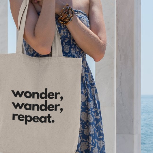 Tote Bag Wonder Wander Repeat Adventure Explorer Voyage